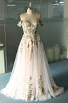 Lindsay | Say "I Do" in Dreamy Floral Embroidery & Corset Wedding Dress Perfection - White Floral - PromDressClub