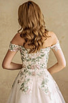 Liv | Say "I Do" to a Romantic Off the Shoulder Wedding Dress Under 500 - White Floral - PromDressClub