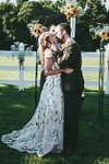Livia | Discover Timeless Floral Modest Wedding Dresses With Luxe Sleeves Under 1000 - Ivory Floral - PromDressClub