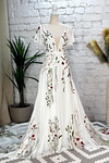 Lola | Stunning Floral Wedding Dresses with Sleeves - Ivory Floral - PromDressClub