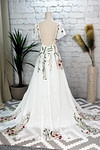 Lola | Stunning Floral Wedding Dresses with Sleeves - Ivory Floral - PromDressClub