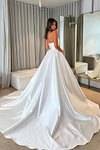 Edith | Ball Gown/Princess Strapless Backless White Satin Maxi Wedding Dress - Price #price_variant_lowest# - White - PromDressClub