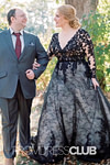 Elsa |Plus Size Black Wedding Dresses Long Sleeves Tulle A Line V Neck Gothic Bridal Gown - Black - PromDressClub