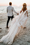 Enid | Glamorous Beach Off the Shoulder A Line Champagne Tulle Wedding Dress with Slit - Price #price_variant_lowest# - Champagne - PromDressClub