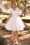 Thoughts of Hue Cap Sleeve Wedding Dress Square Neckline for Timeless Garden Weddings