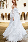 Hilary | A Line Sweetheart Backless White Organza Wedding Dress Train with Off the Shoulder - Price #price_variant_lowest# - White - PromDressClub