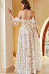 Ida | Beach A Line Off the Shoulder Lace White Wedding Dress with Backless - Price #price_variant_lowest# - White - PromDressClub