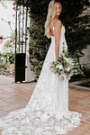 Isabel | Exquisite Mermaid Backless White Lace Wedding Dress with Sweep Train - White - PromDressClub