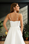 Jocelyn | Elegant Sheatn/Column Ivory Satin Spaghetti Strap Corset Wedding Dress with Side Slit - Ivory - PromDressClub