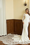 Juliet | Exquisite High Neck Backless Long Sleeve Mermaid Wedding Dress with Lace Train from PDC - Ivory - PromDressClub