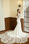 Juliet | Exquisite High Neck Backless Long Sleeve Mermaid Wedding Dress with Lace Train from PDC - Ivory - PromDressClub