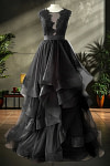 Black Gown for Wedding Under 500 Elegant Scoop Neck