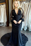 Black Mermaid Wedding Dress Under 500 Beaded Long Sleeves