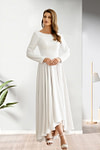 Lilith | Timeless Elegance Long Sleeved High Low Wedding Dress - Ivory - PromDressClub