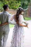 Lorelei | Discover Flattering A Line Floral Wedding Dresses with Sleeves - White Floral - PromDressClub