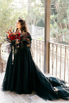 Mabel | Princess Plus Size Long Sleeve Corset Black Dress for Wedding - Black - PromDressClub