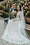 Merry | Modest A Line Long Sleeve Lace Wedding Dress for Church Weddings - Ivory - PromDressClub