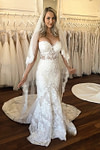 Miriam | Exquisite Mermaid Sweetheart Neck Vintage Lace Wedding Dress - Ivory - PromDressClub