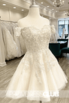Modesty |Short - Mini White Wedding Dresses Near Me With Appliques Lace A - Line Off The Shoulder - Price #price_variant_lowest# - White - PromDressClub