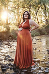 Charlotte | Romance Dreamer Infinity Maternity Orange Chiffon Maxi Bridesmaid Dress with Multiway Convertible - Price #price_variant_lowest# - Orange - PromDressClub