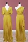 Claire | Purely Elegant Infinity Gold Chiffon Maxi Bridesmaid Dress with Multiway Convertible - Price #price_variant_lowest# - Gold - PromDressClub