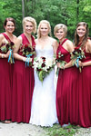 Clara | Blessed Romance Convertible Burgundy Chiffon Maxi Bridesmaid Dress with Multiway Infinity - Price #price_variant_lowest# - Burgundy - PromDressClub