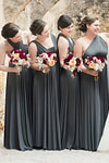 Crystal | Purely Elegant Infinity Dark Grey Chiffon Maxi Bridesmaid Dress with Multiway Convertible - Price #price_variant_lowest# - Dark Grey - PromDressClub