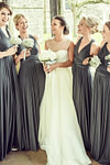 Crystal | Purely Elegant Infinity Dark Grey Chiffon Maxi Bridesmaid Dress with Multiway Convertible - Price #price_variant_lowest# - Dark Grey - PromDressClub