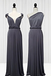 Crystal | Purely Elegant Infinity Dark Grey Chiffon Maxi Bridesmaid Dress with Multiway Convertible - Price #price_variant_lowest# - Dark Grey - PromDressClub
