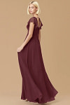 Exclusivity Cabernet Bridesmaid Dresses A Line Square Neck in Chiffon with Cap Sleeved Ruffled and Slits Image378702 - Akaks