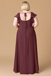 Exclusivity Cabernet Bridesmaid Dresses A Line Square Neck in Chiffon with Cap Sleeved Ruffled and Slits Image622622 - Akaks