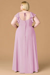Exclusivity Candy Pink Bridesmaid Dresses A Line Square Neck in Chiffon with Cap Sleeved Ruffled and Slits Image815222 - Akaks