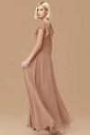 Exclusivity Champagne Rose Bridesmaid Dresses A Line Square Neck in Chiffon with Cap Sleeved Ruffled and Slits Image671400 - Akaks