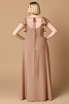 Exclusivity Champagne Rose Bridesmaid Dresses A Line Square Neck in Chiffon with Cap Sleeved Ruffled and Slits Image861135 - Akaks