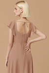 Exclusivity Champagne Rose Bridesmaid Dresses A Line Square Neck in Chiffon with Cap Sleeved Ruffled and Slits Image925976 - Akaks