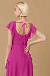 Exclusivity Fuchsia Bridesmaid Dresses A Line Square Neck in Chiffon with Cap Sleeved Ruffled and Slits Image180803 - Akaks