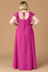 Exclusivity Fuchsia Bridesmaid Dresses A Line Square Neck in Chiffon with Cap Sleeved Ruffled and Slits Image840636 - Akaks