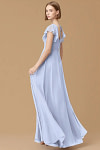 Exclusivity Ice Blue Bridesmaid Dresses A Line Square Neck in Chiffon with Cap Sleeved Ruffled and Slits Image323221
