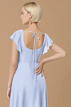 Exclusivity Ice Blue Bridesmaid Dresses A Line Square Neck in Chiffon with Cap Sleeved Ruffled and Slits Image468814