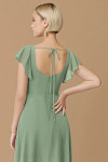 Exclusivity Matcha Bridesmaid Dresses A Line Square Neck in Chiffon with Cap Sleeved Ruffled and Slits Image106023
