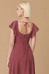 Exclusivity Merlot Bridesmaid Dresses A Line Square Neck in Chiffon with Cap Sleeved Ruffled and Slits Image872081 - Akaks