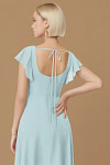 Exclusivity Mist Blue Bridesmaid Dresses A Line Square Neck in Chiffon with Cap Sleeved Ruffled and Slits Image732714