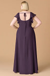Exclusivity Plum Bridesmaid Dresses A Line Square Neck in Chiffon with Cap Sleeved Ruffled and Slits Image210742 - Akaks