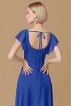 Exclusivity Royal Blue Bridesmaid Dresses A Line Square Neck in Chiffon with Cap Sleeved Ruffled and Slits Image320975