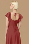 Exclusivity Rust Bridesmaid Dresses A Line Square Neck in Chiffon with Cap Sleeved Ruffled and Slits Image354753 - Akaks
