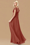 Exclusivity Terracotta Bridesmaid Dresses A Line Square Neck in Chiffon with Cap Sleeved Ruffled and Slits Image860777 - Akaks