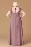 Exclusivity Vintage Mauve Bridesmaid Dresses A Line Square Neck in Chiffon with Cap Sleeved Ruffled and Slits Image482363 - Akaks