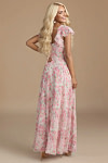 Exclusivity Watercolor Floral Bridesmaid Dresses A Line Square Neck in Chiffon with Cap Sleeved Ruffled and Slits Image119924 - Akaks