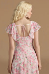 Exclusivity Watercolor Floral Bridesmaid Dresses A Line Square Neck in Chiffon with Cap Sleeved Ruffled and Slits Image321206 - Akaks