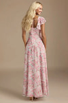 Exclusivity Watercolor Floral Bridesmaid Dresses A Line Square Neck in Chiffon with Cap Sleeved Ruffled and Slits Image590406 - Akaks